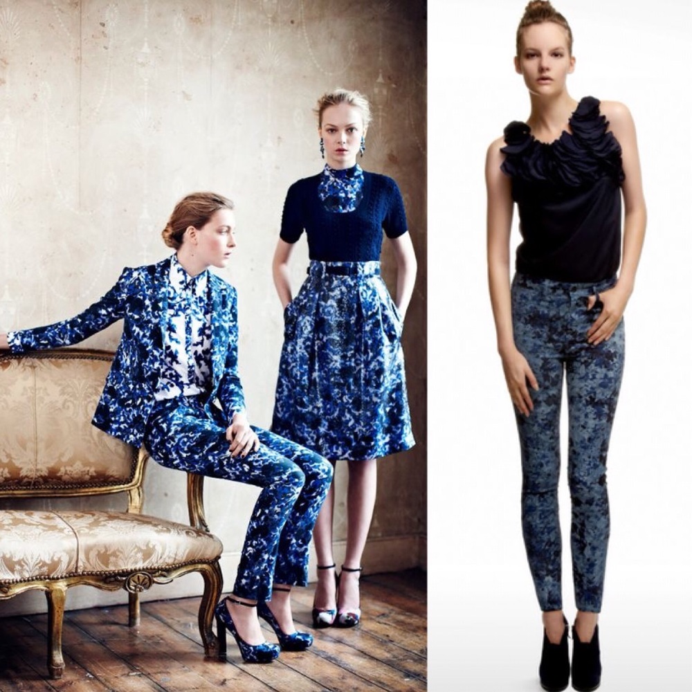J Brand x Erdem Skinny Ankle Blue Floral Jeans